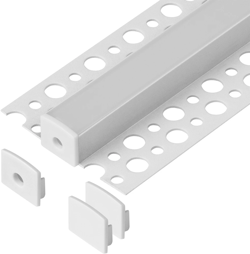 Orno Rinkinys: Komplektas: aliuminio profilis LED juostoms, 2000 x 55 x 13 mm, paviršinis montavimas, baltas, opalo spalvos dangtelis, 4 galiniai dangteliai