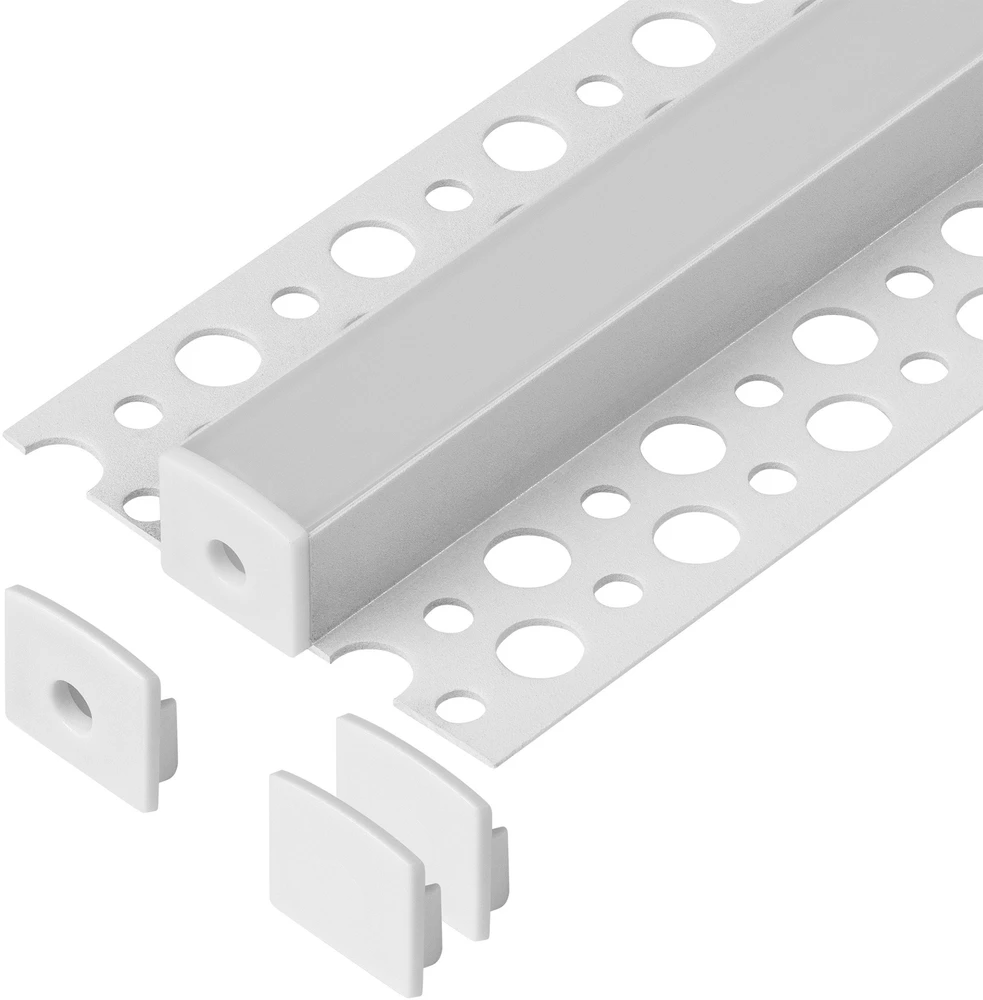 Orno Rinkinys: Komplektas: aliuminio profilis LED juostoms, 2000 x 55 x 13 mm, paviršinis montavimas, baltas, matinis dangtelis, 4 galiniai dangteliai