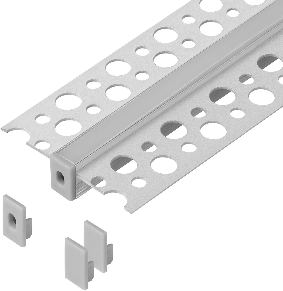 Orno Rinkinys: Komplektas: aliuminio profilis LED juostoms, 2000 x 47,7 x 11,9 mm, įleidžiamas, baltas, opalo spalvos dangtelis, 4 galiniai dangteliai