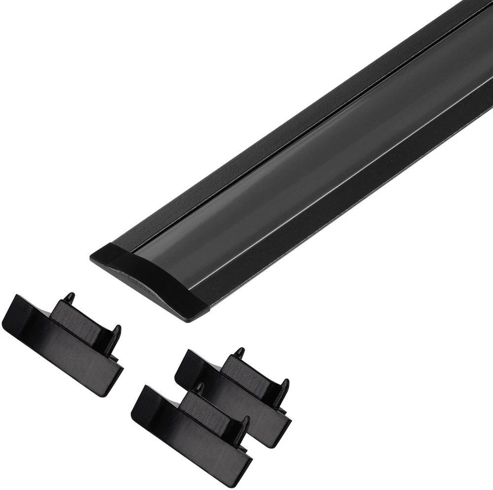 Orno Rinkinys: Komplektas: aliuminio profilis LED juostoms, 2000 x 24,5 x 6,05 mm, įleidžiamas, juodas, juodas dangtelis, 4 galiniai dangteliai