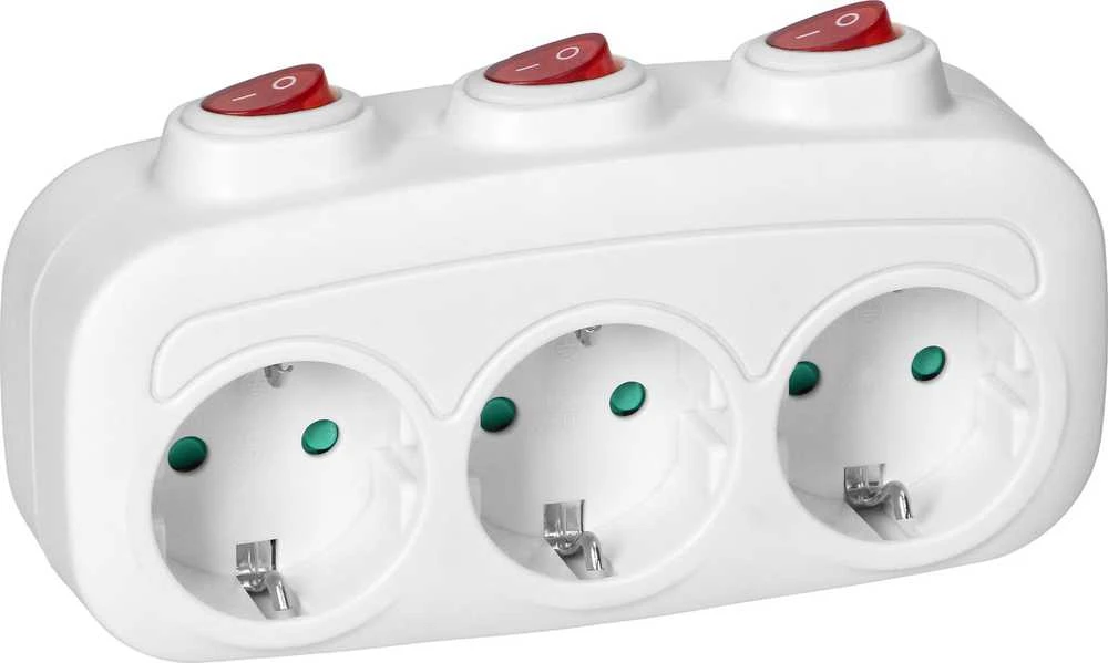 Orno Rozgałęźnik 3x2P+Z (Schuko) skirstytuvas su 3 jungikliais