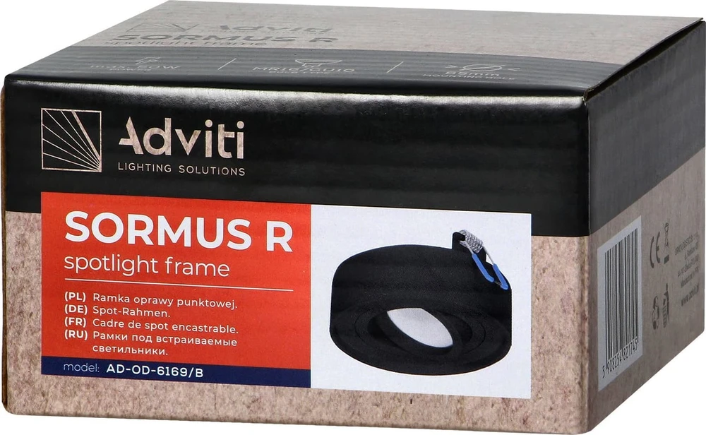 Orno SORMUS R dekoratyvinis prožektoriaus rėmelis, MR16/GU10, maks. 7W, reguliuojamas, apvalus, juodas
