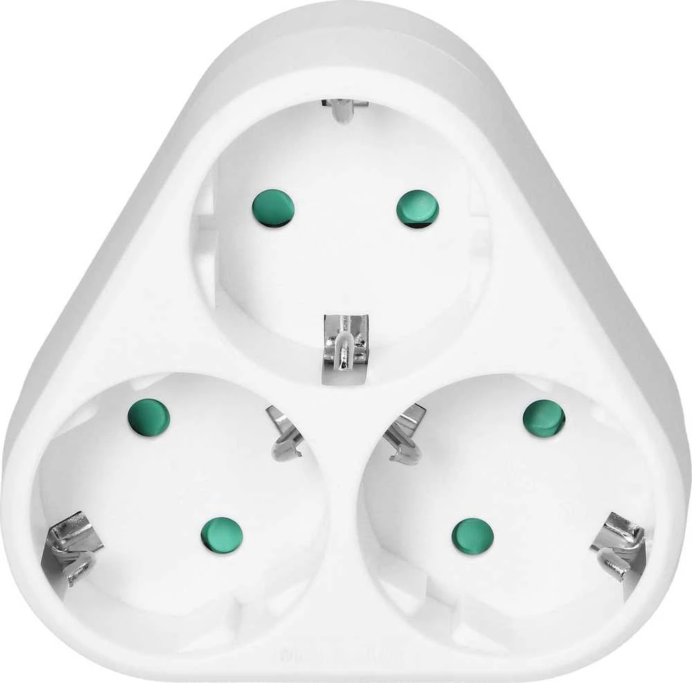 Orno Trijų lizdų Schuko tipo baltas kištukinis adapteris