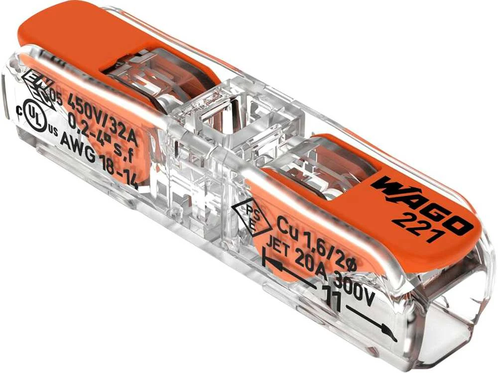 Orno Złączka „Wago“ 1 takelio kiauryminė jungtis, 221-2411, nuo 0,2 iki 4 mm², 10 vnt.