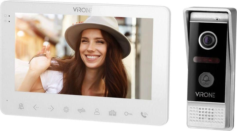 Orno Rinkinys Vaizdo domofono komplektas, be ragelio, spalvotas, LCD 7", OSD meniu, WI-FI + programėlė telefonui, vartų valdymas, baltas, VIFAR