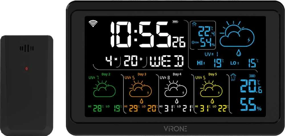 Orno Wielofunkcyjna Daugiafunkcinė meteorologinė stotelė, belaidė, su Wi-Fi, juoda