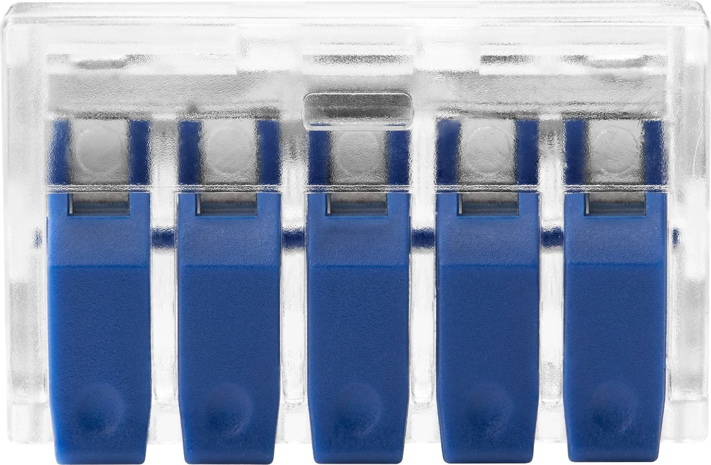 Orno Złączka 5 laidų kompresinė instaliacinė jungtis; bet kokiam 0,75–4 mm² laidui; IEC 450 V / 32 A; 4 vnt. lizdinėje pakuotėje.