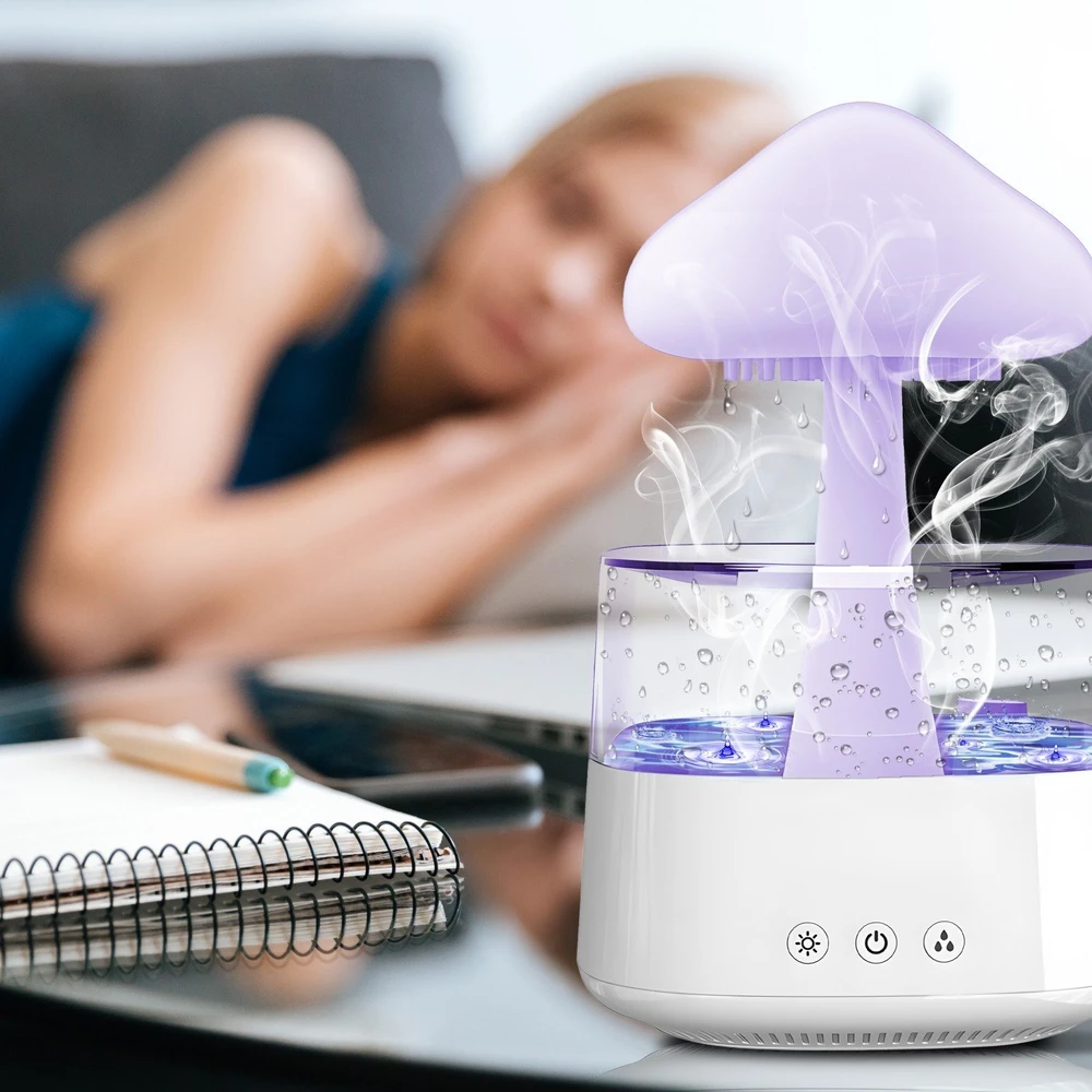 Nawilżacz Drėkintuvas Oro drėkintuvo difuzorius aromaterapijos LED lempa debesis grybų lietus