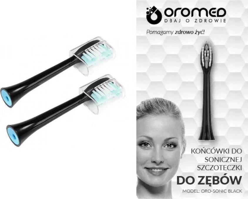 Antgaliai Oromed Oro-Sonic dantų šepetėliui, 2 vnt., Juodos spalvos