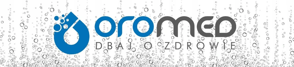 Oromed prekės ženklo logotipas su burbuliukų grafika