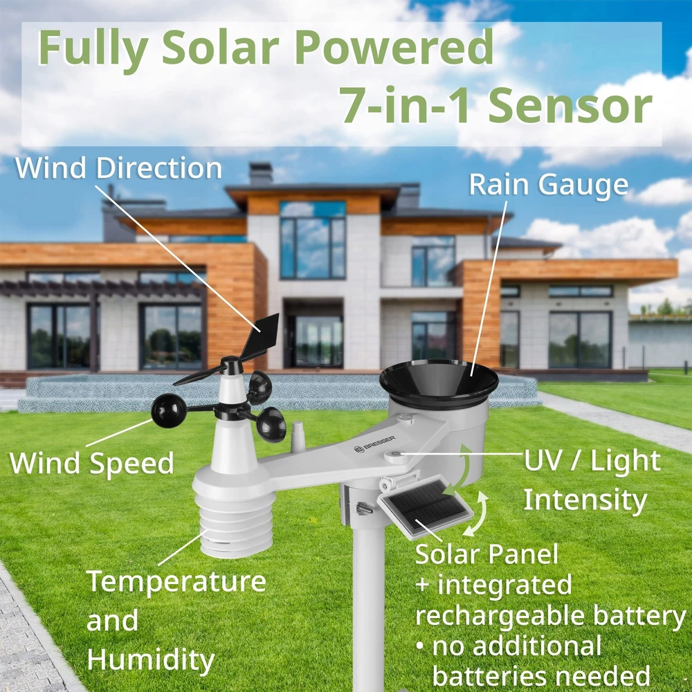 BRESSER 7-in-1 6 dienų 4CAST PRO SF WIFI Saulės orų centras 7-in-1
