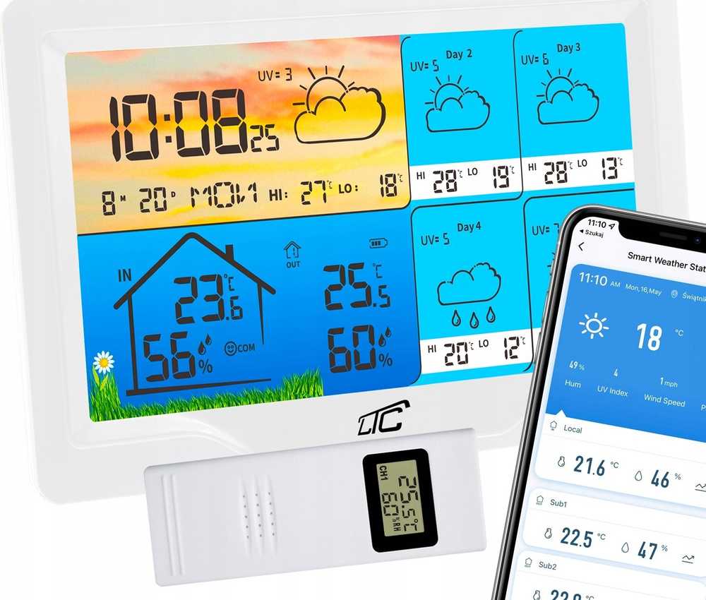 LTC Oem IŠMANI orų stotis su baltu spalvotu ekranu TYUA LXSTP08BS