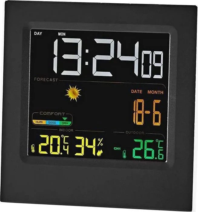 Orų stotelė Nedis WEST404BK cyfrowa stacja meteorologiczna Juodas, Baltas