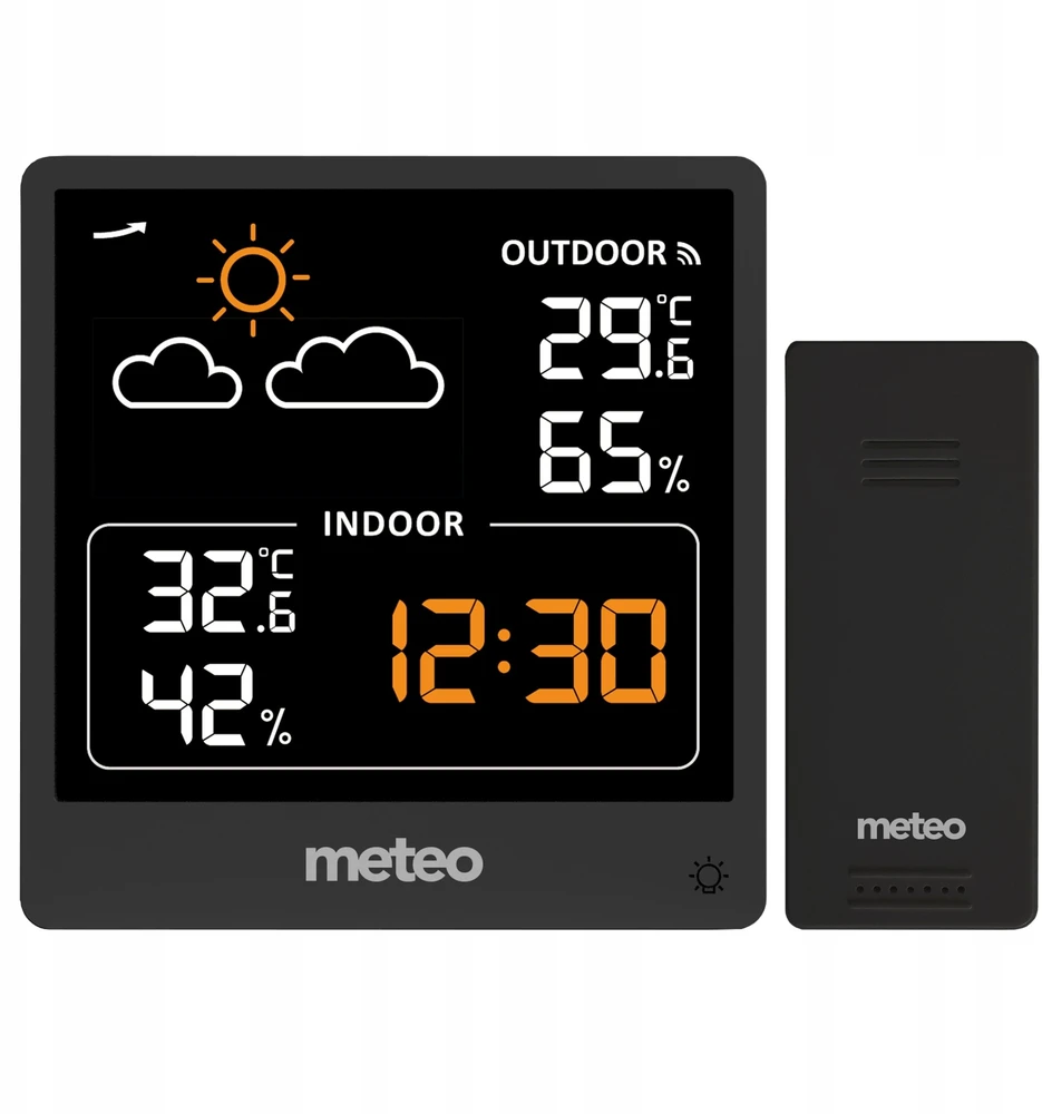 Orų stotis Meteo Bazinė stotelė POGODOWA METEO SP200 su orų prognoze LCD ekranu bevielis jutiklis