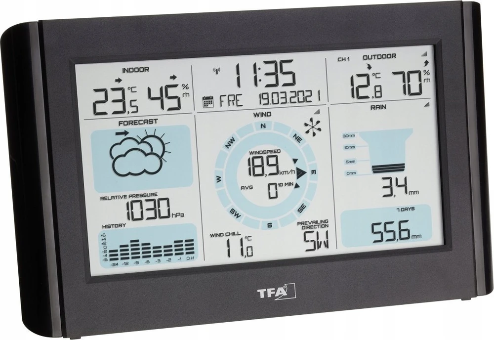 TFA Belaidė orų stotis su vėjo ir lietaus matuokliu WEATHER PRO 35.1161.01