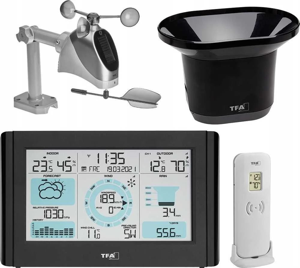 TFA Belaidė orų stotis su vėjo ir lietaus matuokliu WEATHER PRO 35.1161.01