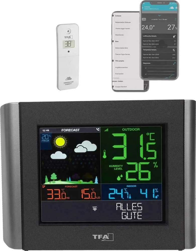 Orų stotelė TFA TFA 35.8000.01 VIEW METEO WLAN Radio Orų stotelė
