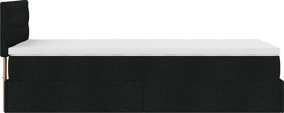 Osmanų lova su čiužiniu, juodas, 90x200cm, audinys