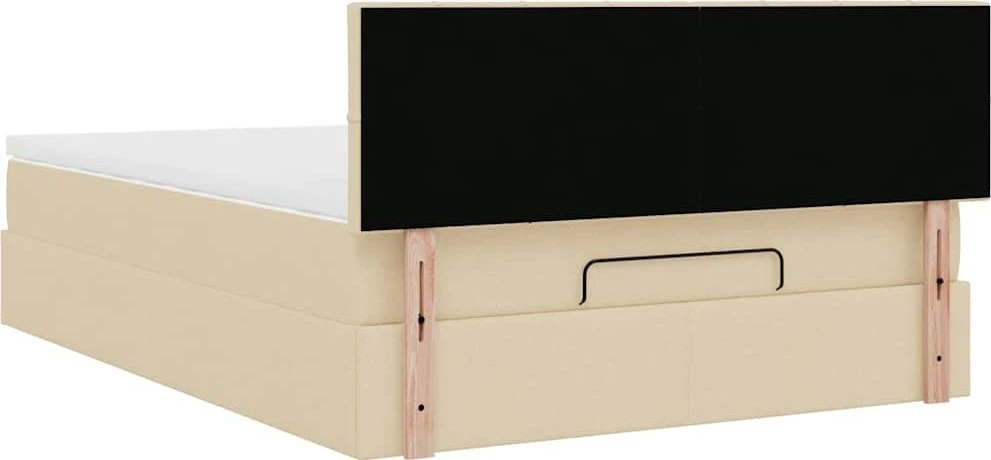 Osmanų lova su čiužiniu ir LED kreminiu 140x200 cm audiniu