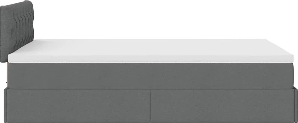 Osmanų lova su čiužiniu ir LED, pilkas, 120x200cm, audinys