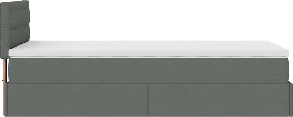 Osmanų lova su čiužiniu ir LED, tamsiai pilkas 90x200cm audinys