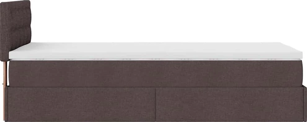 Osmanų lova su čiužiniu ir LED, tamsiai rudas, 90x200cm audinys