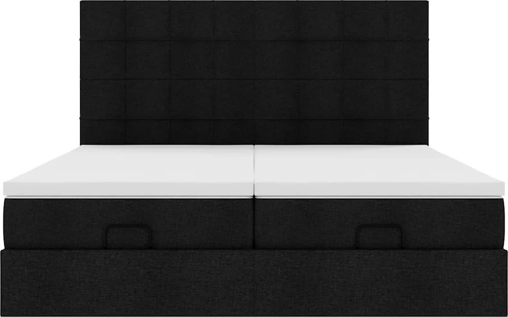 Osmanų lovos rėmas su čiužiniais, juodas, 200x200cm, audinys
