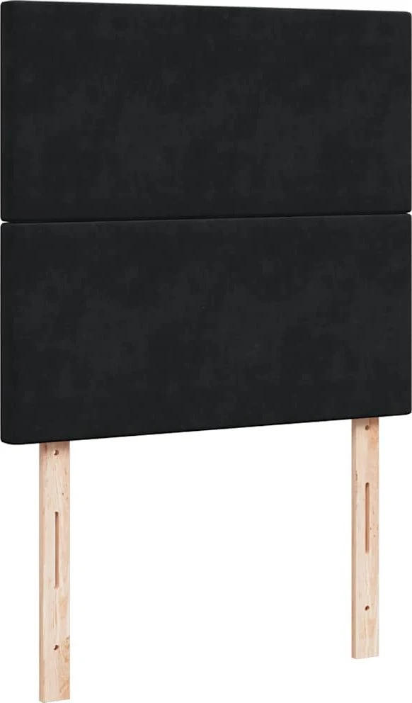 Osmanų lovos rėmas su čiužiniais, juodas, 100x200cm, aksomas