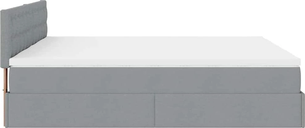 Osmanų lovos rėmas su čiužiniais, pilkas, 200x200cm, audinys