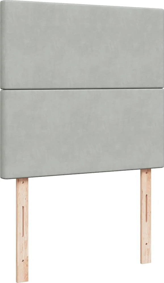 Osmanų lovos rėmas su čiužiniais, pilkas, 100x200cm, aksomas