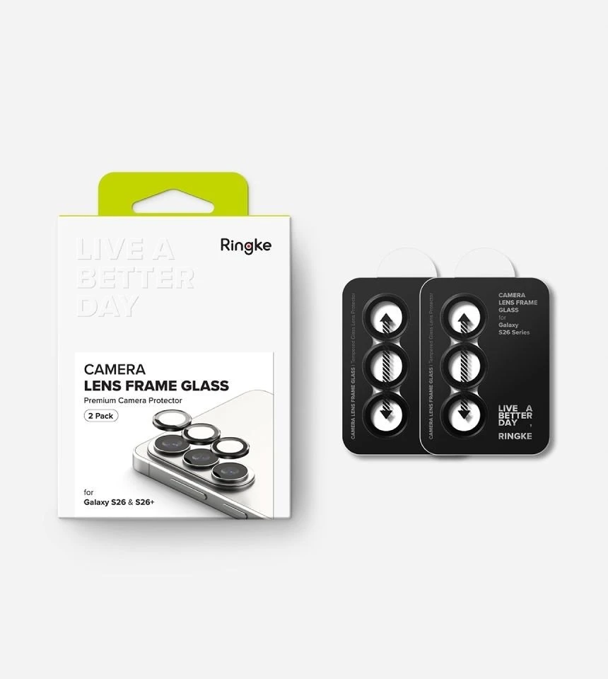 Telefono kameros apsauga Ringke Camera Frame Protector 2 vnt. Samsung Galaxy S26 / S26+ Plus juodos spalvos
