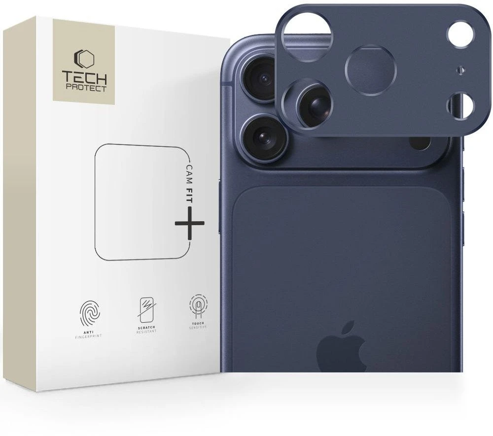 „Tech-Protect Camalloy Fit+“ kameros dėklas, skirtas „iPhone 17 Pro Max“ – tamsiai mėlynas Mėlyna