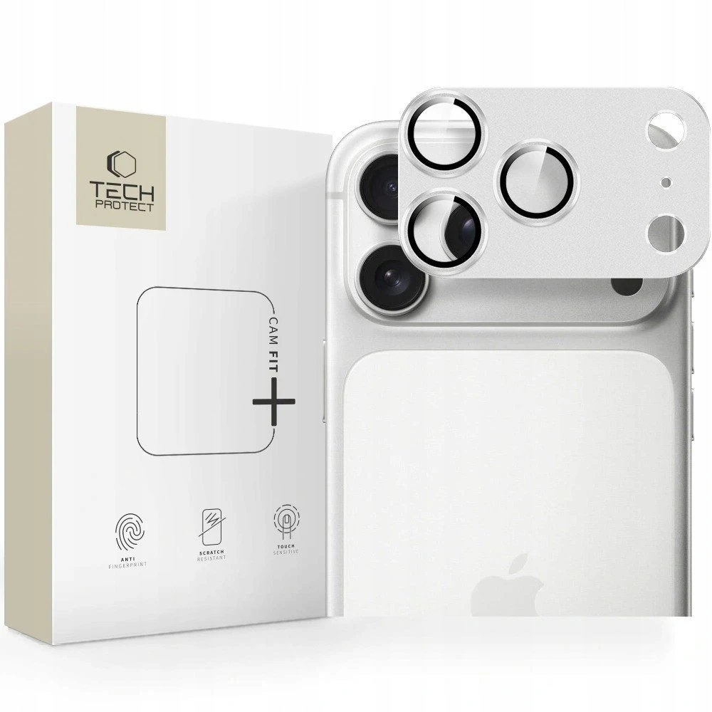 „Tech-Protect Camfull Fit+“ kameros objektyvo stiklas, skirtas „iPhone 17 Pro Max“ – „Sidabrinis“