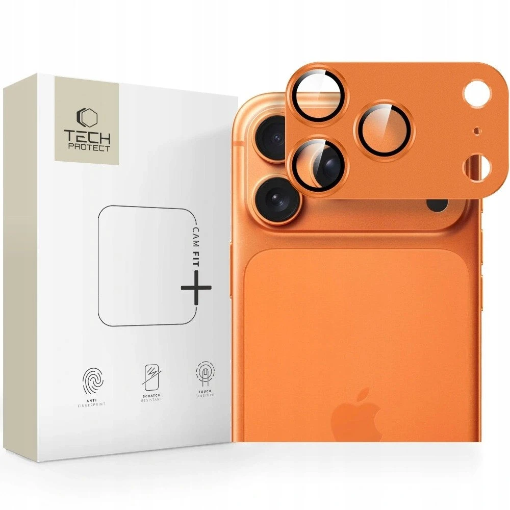 „Tech-Protect Camfull Fit+“ kameros objektyvo stiklas, skirtas „iPhone 17 Pro Max“ - oranžinis