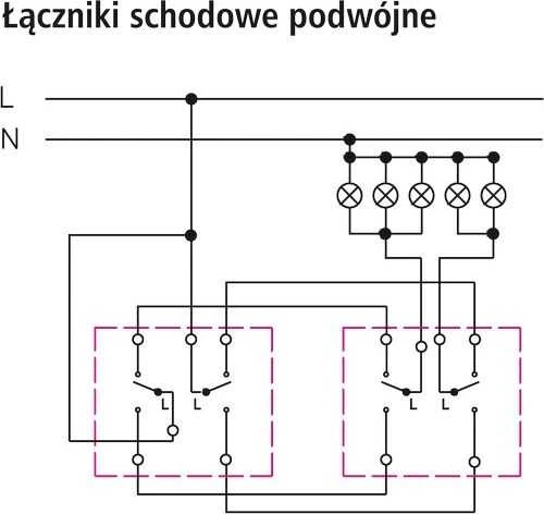 Ospel dvigubas laiptų jungiklis baltas (ŁP-10U/m/00)