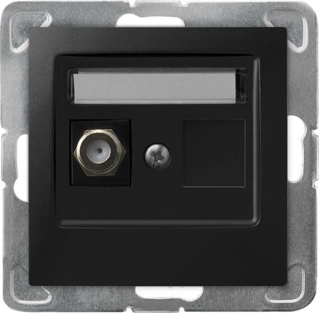 Ospel IMPRESJA Vienas F tipo antenos lizdas, juodas metalinis GPA-1YF/m/33