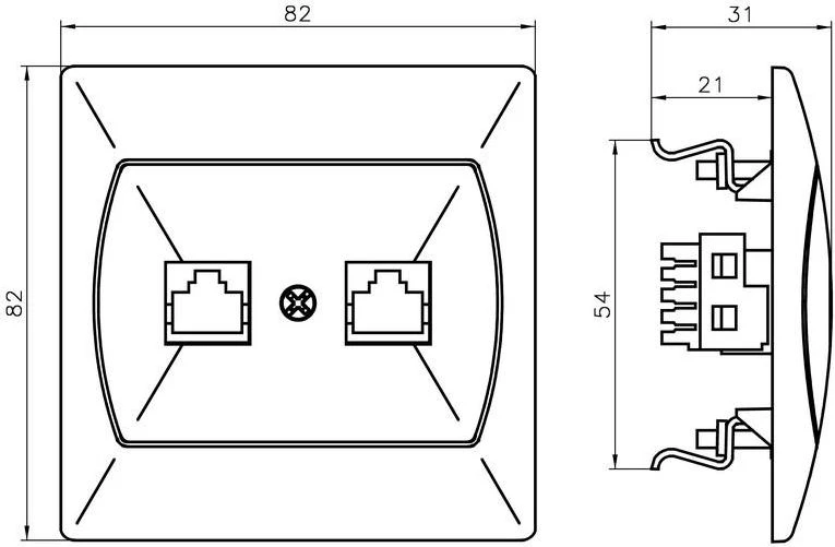 Ospel Accent kompiuterio lizdas dvigubas RJ45 5e Forex baltas (GPK-2A/F/00)