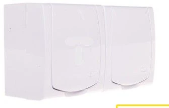 Ospel GNH-2NZP/00/d MADERA Dvigubas hermetiškas lizdas su/be IP44 su langinėmis, permatomas dangtelis, baltas GNH-2NZP/00/d