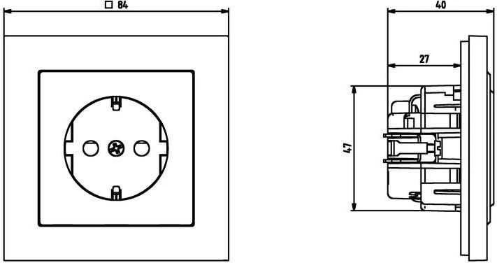Ospel Socket Sonata vienvietis schuko su langinėmis juodos spalvos (GP-1RSP/m/33)