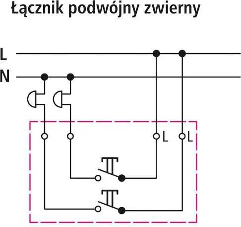 Ospel dvigubas jungiklis Sonata 10AX IP20 baltas (ŁP-17R/m/00)