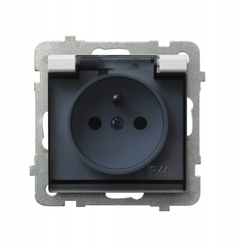 Ospel GPH-1RZ/m/75/d SONATA Aptaškams atsparus lizdas su įžeminimu IP-44 permatomas dangtelis baltas matinis GPH-1RZ/m/75/d