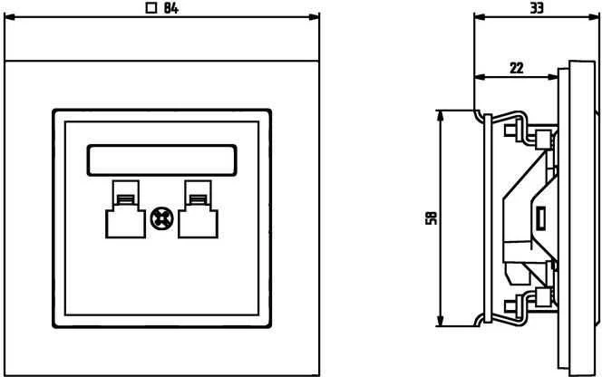 Ospel Sonata dvigubas kompiuterio lizdas 2xRJ45 cat.5e juodas metalinis (GPK-2R/K/m/33)