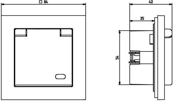 Ospel Socket Sonata purslams atsparus schuko su langinėmis, juodos metalinės spalvos dūmų sklendėmis (GPH-1RSP/m/33/d)