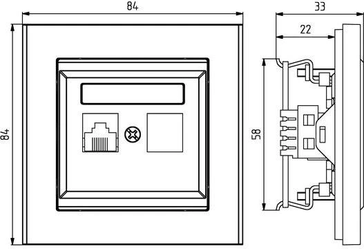 Ospel GPT-1R/m/33 SONATA Viengubas telefono lizdas RJ11, metalinis juodas GPT-1R/m/33