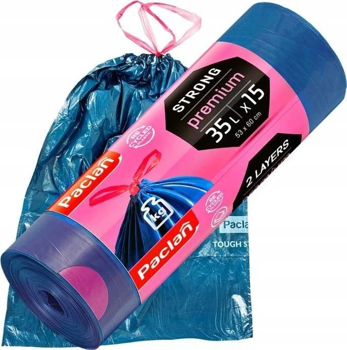 Šiukšlių maišai Paclan, dvisluoksniai, 35 l, 15 vnt., 30MK