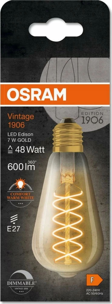 Osram 7W LED lemputė VINTAGE 1906, E27, aukso sp., 2200K, dimeriuojama