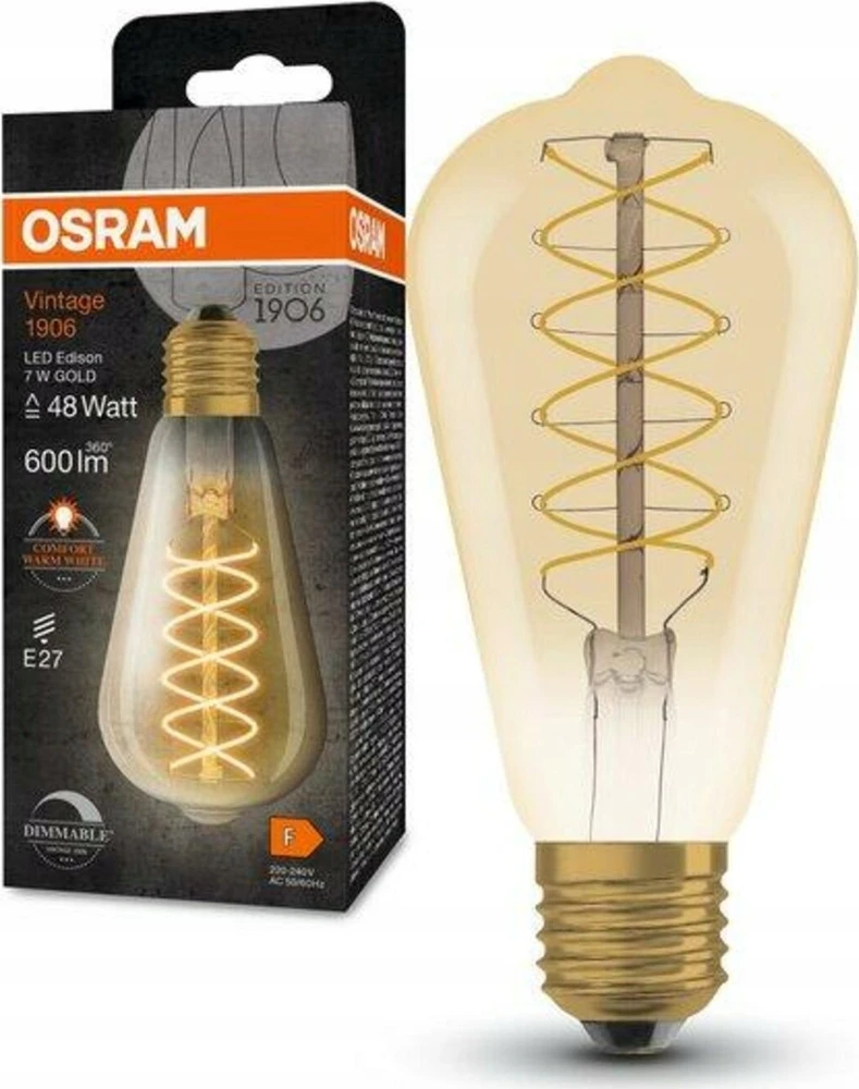 Osram 7W LED lemputė VINTAGE 1906, E27, aukso sp., 2200K, dimeriuojama