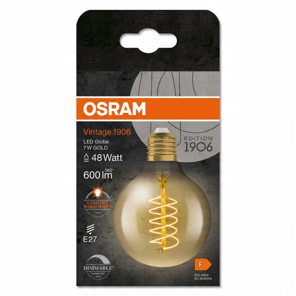 Osram 7W LED lemputė VINTAGE 1906, E27, aukso sp., 2200K, dimeriuojama