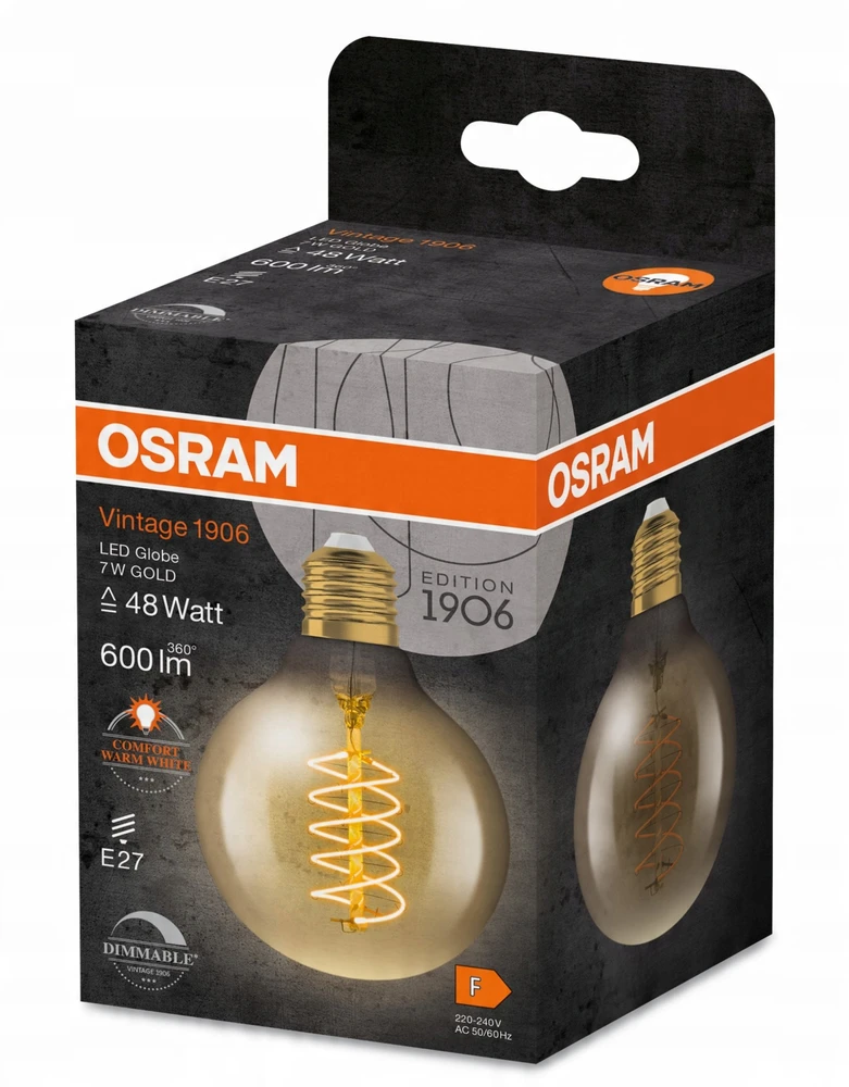 Osram 7W LED lemputė VINTAGE 1906, E27, aukso sp., 2200K, dimeriuojama