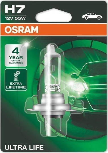 OSRAM Automobilinės lemputės ULTRA LIFE H7 55W 12V PX26D 2vnt